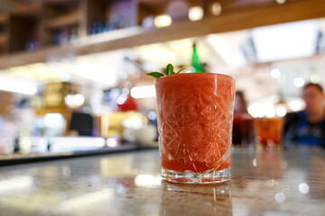 cocktail strawberry Margarita on bar