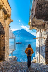 Fototapeta premium Varenna Town historical street view in Italy