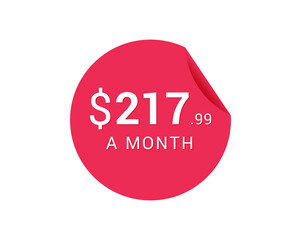Monthly $217.99 US Dollars icon, $217.99 a Month tag