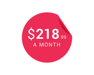 Monthly $218.99 US Dollars icon, $218.99 a Month tag
