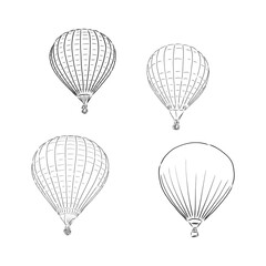 Fototapeta premium Drawing Illustration of hot air balloons floating in the sky. Represents freedom, travel, mobility, and fun. balloon vector sketch illustration