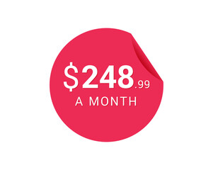 Monthly $248.99 US Dollars icon, $248.99 a Month tag