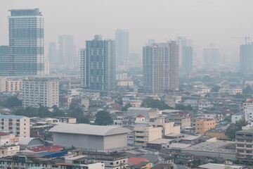 Naklejka na ściany i meble air pollution over Bangkok Thailand, PM2.5, December 2020