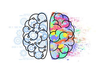 Drawing left and right side of brain