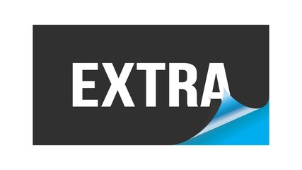 EXTRA text written on black blue sticker.