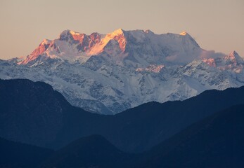Fototapeta na wymiar Mount Chaukhamba evening view, Himalaya