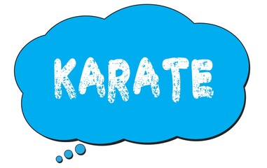 KARATE text written on a blue thought bubble.