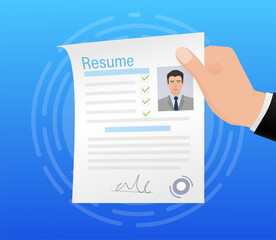 Resume, great design for any purposes. Flat icon. Vector illustration flat design. Online interview. Information icon vector. Online career.