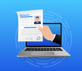 Resume, great design for any purposes. Flat icon. Vector illustration flat design. Online interview. Information icon vector. Online career.