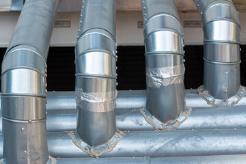 Pipes for cooling with taps.Chillers pipes.