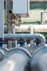 Pipes for cooling with taps.Chillers pipes.
