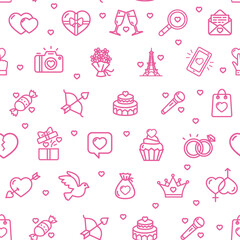 Valentine Love Sign Seamless Pattern Background on a White. Vector