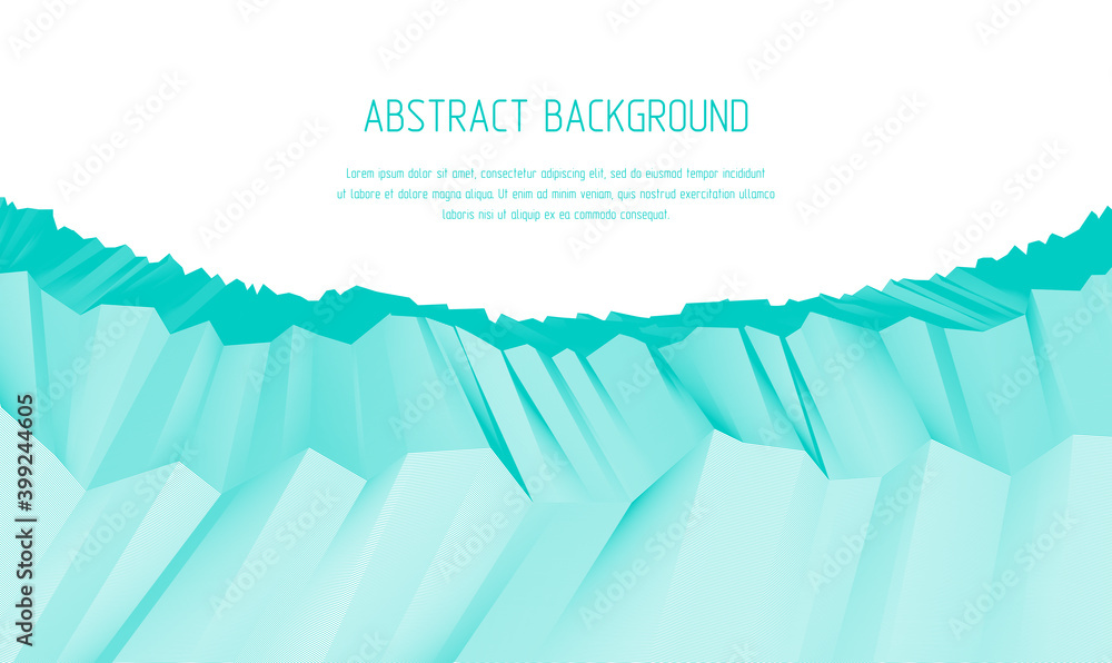 Poster abstract vector background with fantastic landscape terrain of cosmic planet, geometric 3d line art 