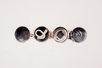 Holes for sockets in the wall in a newly built room