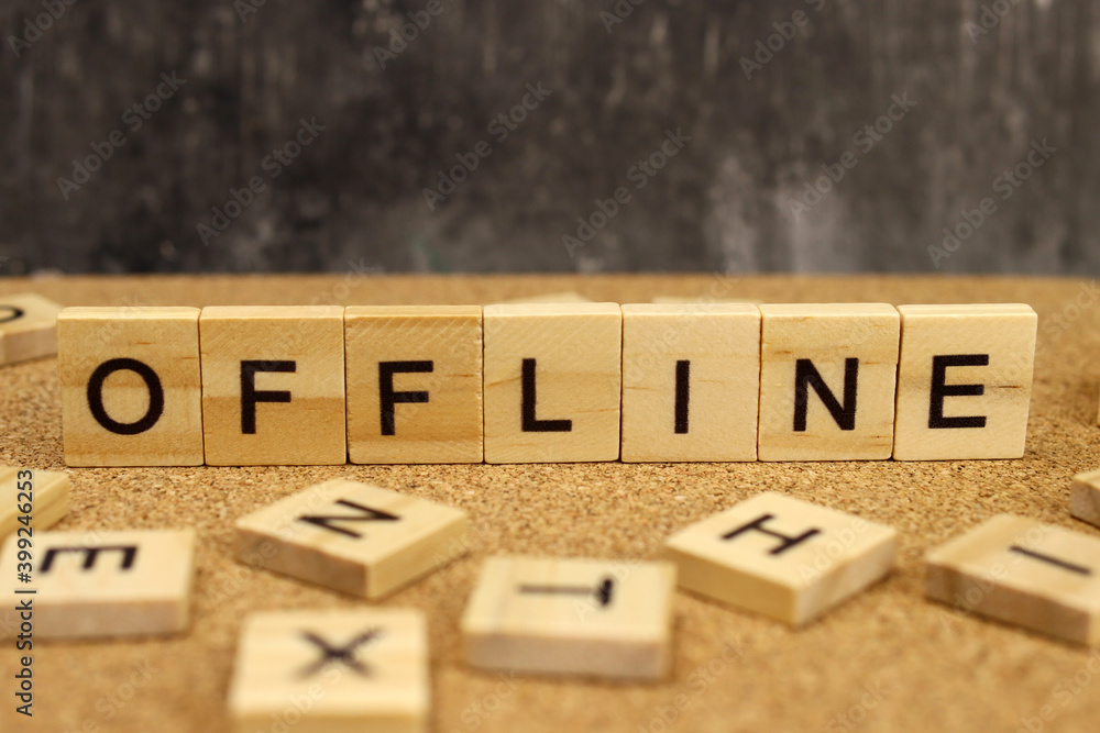 Poster ofline word made with building blocks