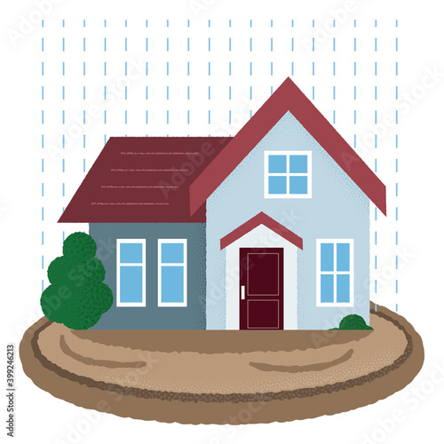 水害に遭う住宅のベクターイラスト Wall Mural Wallpaper Murals Icim 水害に遭う住宅のベクターイラスト Wall Mural Wallpaper Murals Icim