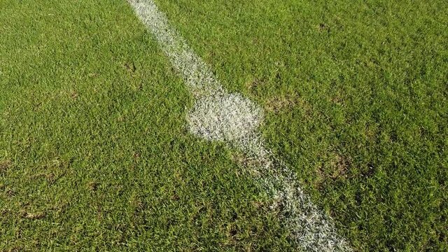 Soccer, Football field grass. Close up of the lines and grass on a soccer pitch.