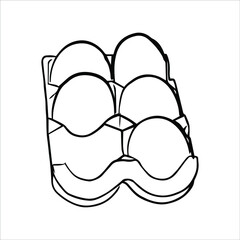 Outline sketch of egg cassette in doodle style. Vector illustration