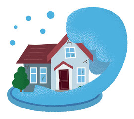 水害に遭う住宅のベクターイラスト Wall Mural Wallpaper Murals Icim