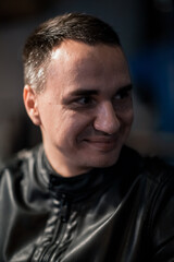 Obraz premium Portrait of a handsome young man. Shooting in a bar