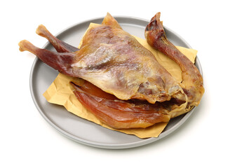 Salted chicken on white background