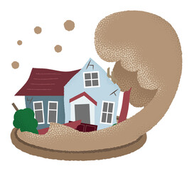 Aufkleber 災害に遭う住宅のベクターイラストセット 水害 土砂災害 雪崩 台風 Icim