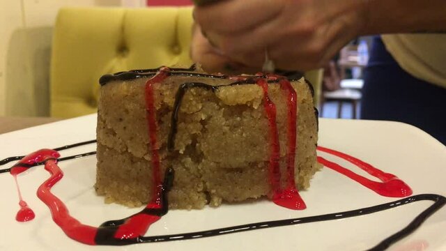 Turkish dessert hava, Arabic halve food, semolina dessert,