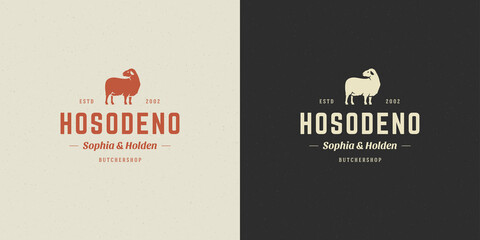 Butcher shop logo vector illustration lamb silhouette good for farm or restaurant badge © provectors