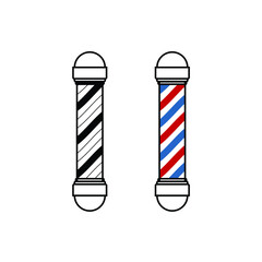Illustration barbershop pole red blue and black & white sign symbol logo vector design