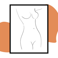 Vector graphic of hand drawn beauty body sketch art. Woman body nude drawing. Vintage art deco hand drawn simple illustration. Suits for posters, tattoos, printing, postcard or brochure cover design.