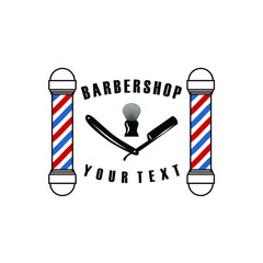Vintage old barbershop symbol sign logo vector design illustration