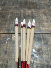 incense sticks in a row