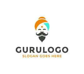 Guru Logo template.Vector Guru head icon design. - obrazy, fototapety, plakaty