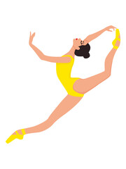 Lady dancer in yellow leotard