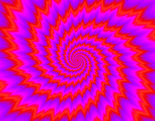 Pulsing red spirals. Optical expansion illusion.