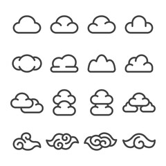 cloud thin line icon set,vector and illustration