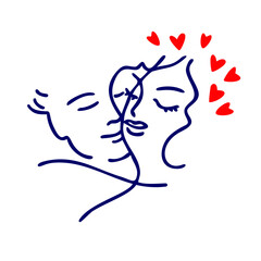 the couple's logo. 2 people. A man and a woman. A symbol of tender love. Happy together. Line art