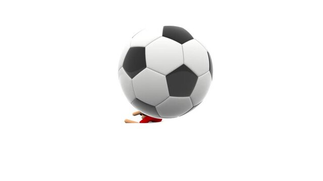 The Soccer Player is hitting scissor kick. Football 3d animation.