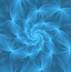 Abstract image. Fractal. 3D. Blue spiral. Floral texture.