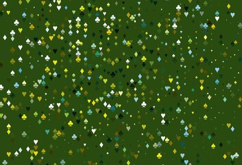 Light Green, Yellow vector background with cards signs.