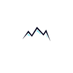 BLUE DESIGN MOUNTAINS, ISOLATED ON WHITE. Creative Design artwork, sign, symbol, logo