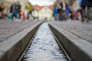 The Freiburg Bächle water runnel in close-up