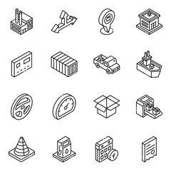 
Pack of Logistic Glyph Isometric Icons 
