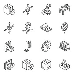 
Pack of Logistic and Shipment Glyph Isometric Icons 
