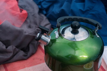 boiling kettle in the tent