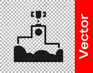 Black Award over sports winner podium icon isolated on transparent background. Vector.