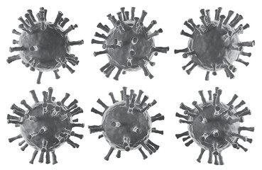 COVID-19 or Coronavirus cells virus isolate icon Novel coronavirus outbreak symbol concept is on white background with clipping path 3D rendering