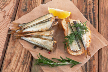 Sprats wooden surface