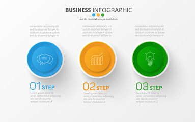 Business infographic vector design template with 3 options, parts, steps or processes. Can be used for workflow layout, diagram, number options, web design