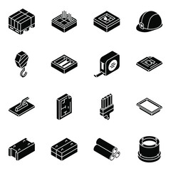 
Construction Equipment Glyph Isometric Icons
